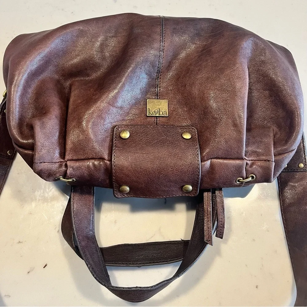 Brown KOOBA Ava Fold Over Hangbag